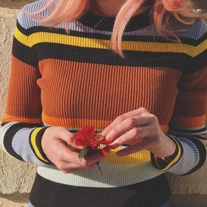 UO Keira Crew Neck Pullover Retro Sweater